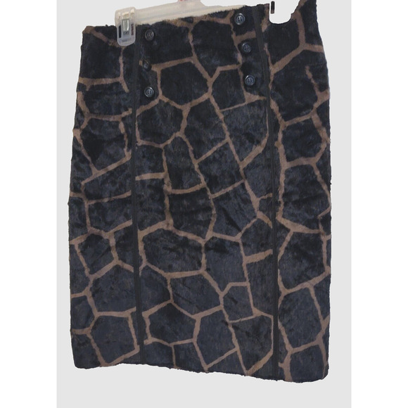 Brown & Tan Skirt Size 10 ETCETERA Above Knee Animal Giraffe Print FURRY MINI - Picture 2 of 14